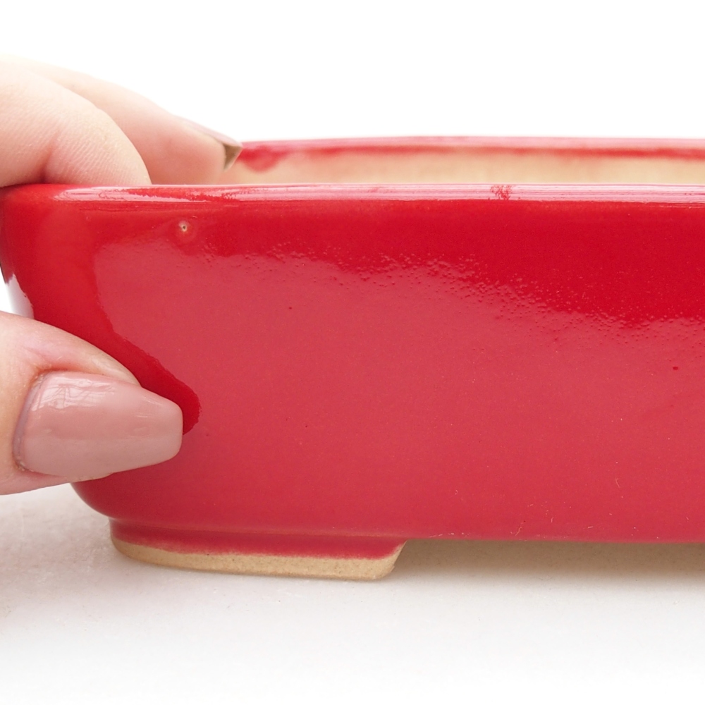 Ceramic bonsai bowl 15 x 12 x 4,5 cm, colour red