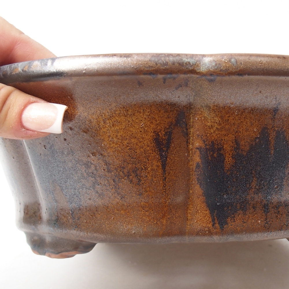 Ceramic bonsai bowl 26 x 26 x 8,5 cm, brown