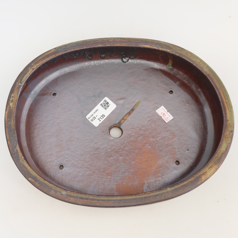 Ceramic bonsai bowl 27 x 21 x 5,5 cm, brown