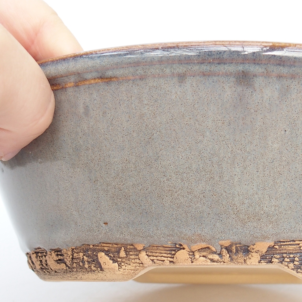 Ceramic bonsai bowl 20 x 20 x 6,5 cm, grey