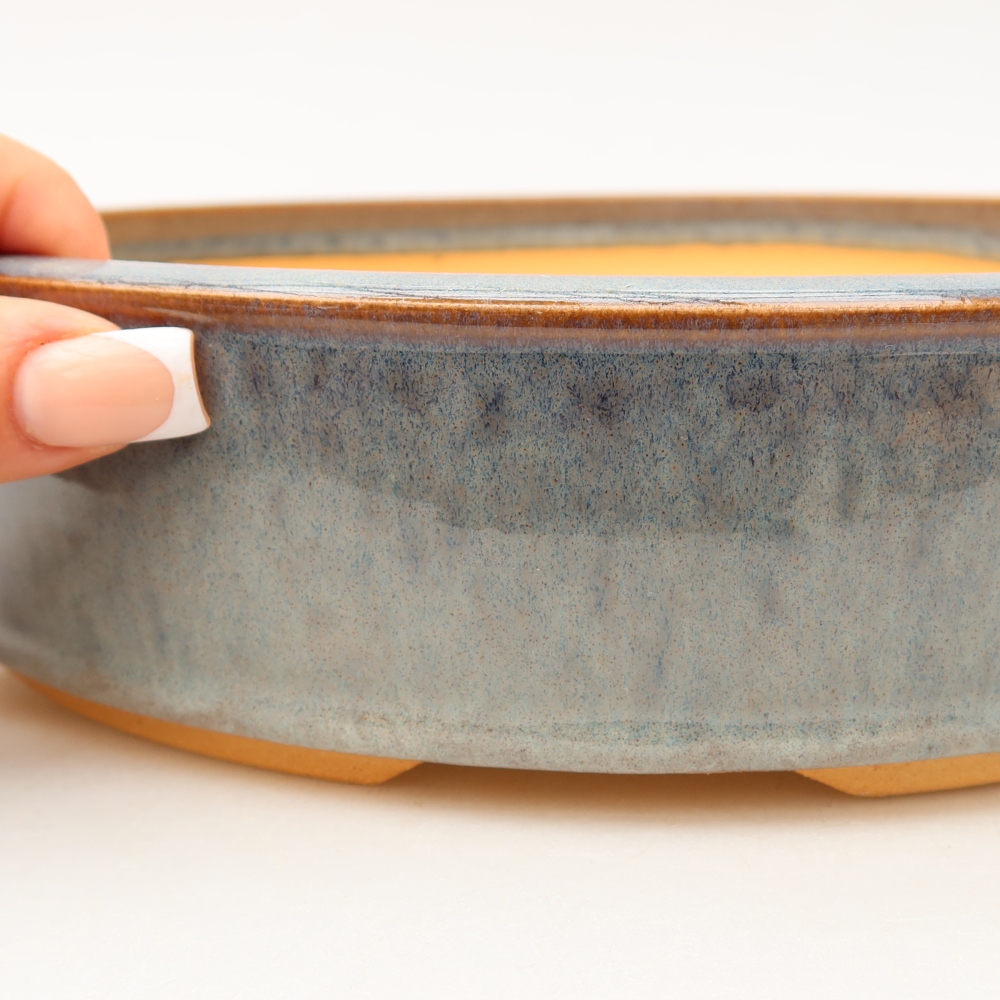 Ceramic bonsai pot, 26 x 26 x 6 cm, gray