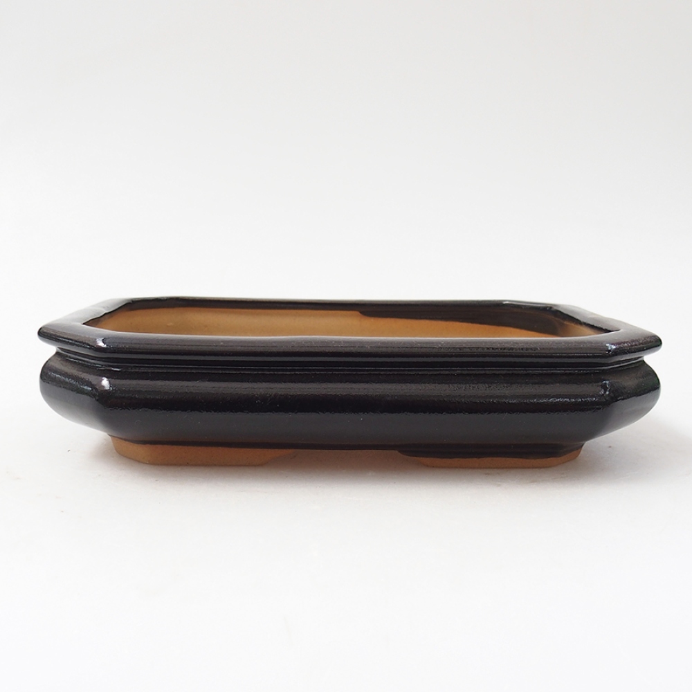 Ceramic bonsai bowl 19 x 13,5 x 4 cm, color black