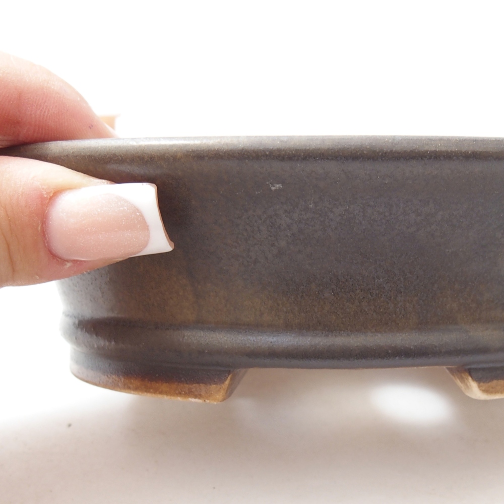 Ceramic bonsai bowl 14 x 12,5 x 4 cm, brown
