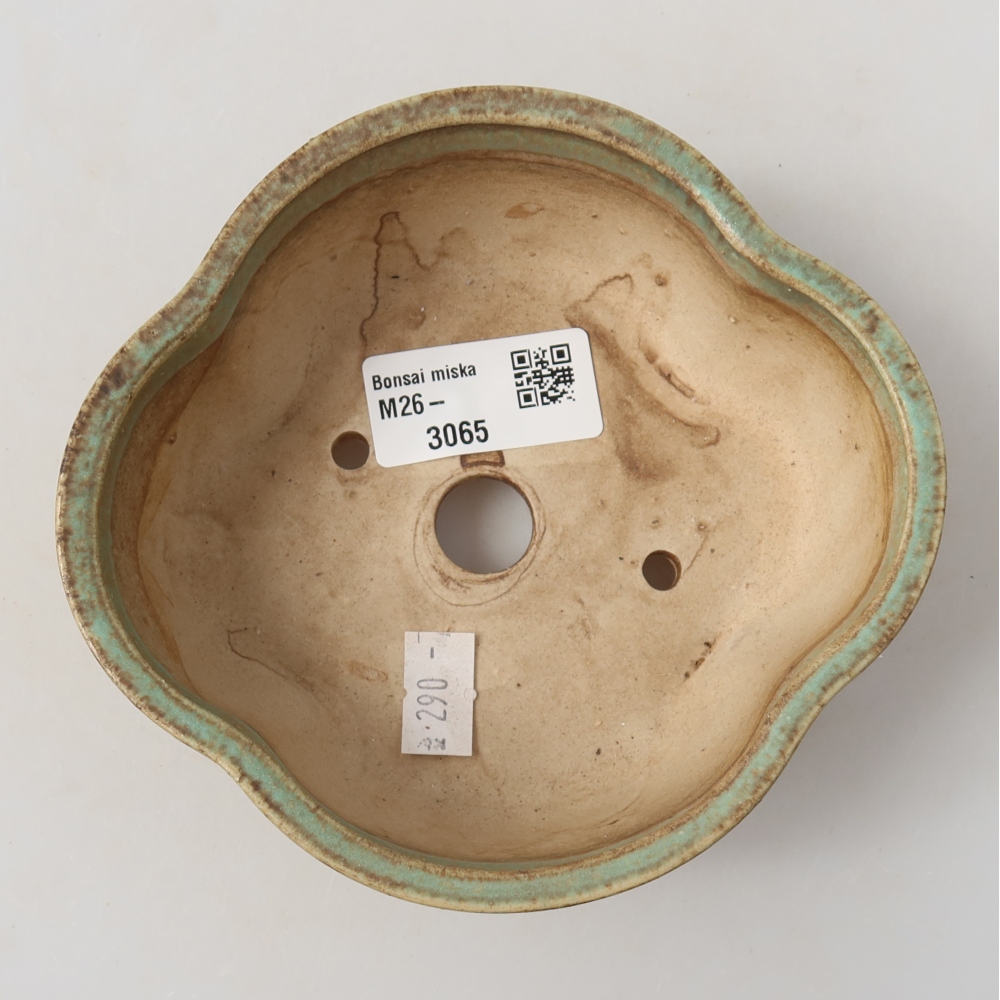 Ceramic bonsai pot, 13.5 x 12.5 x 5 cm, green