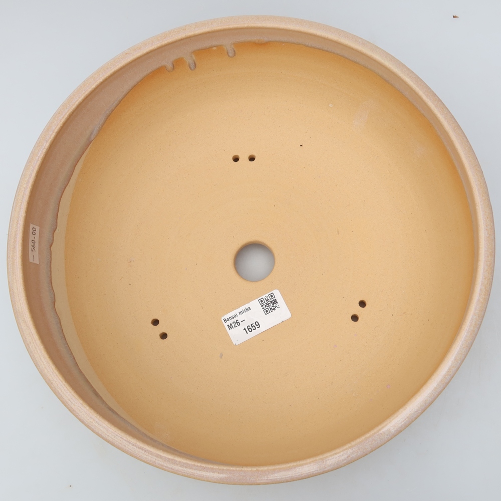 Ceramic bonsai pot, 26.5 x 26.5 x 8 cm, beige