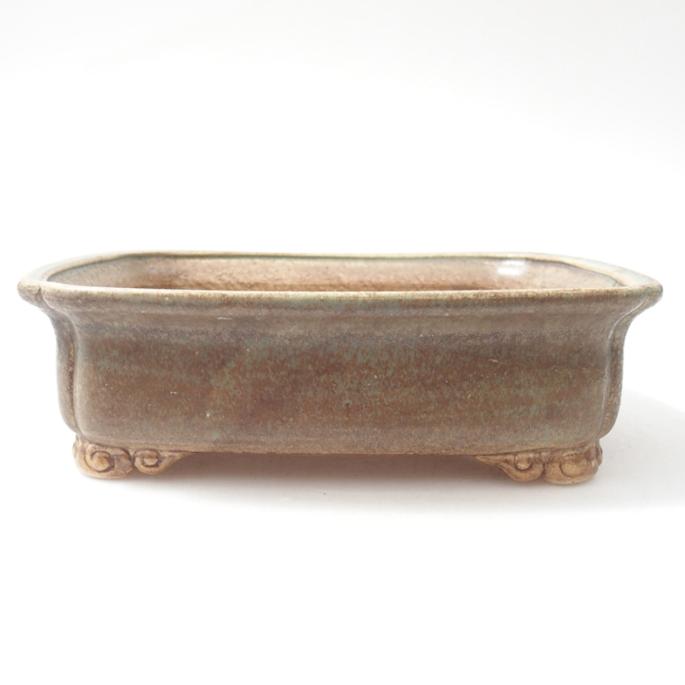 Ceramic bonsai bowl 19,5 x 16,5 x 6 cm, color green