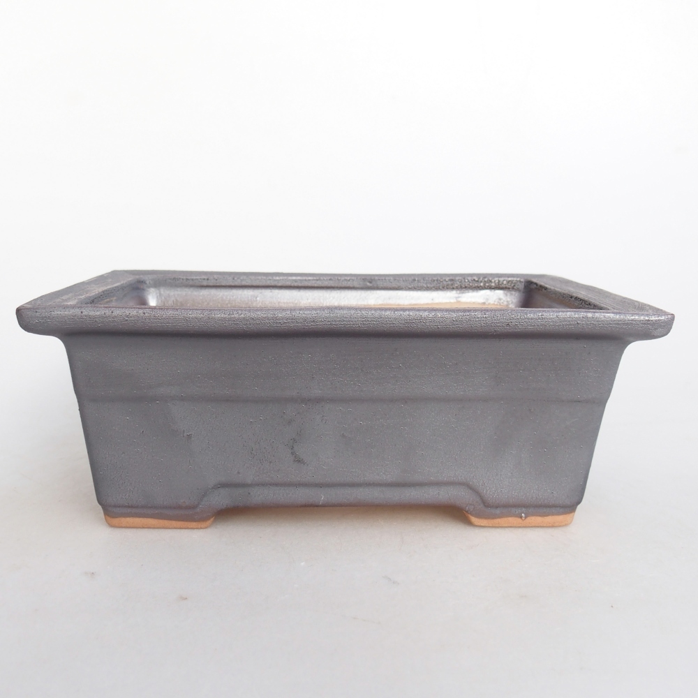 Ceramic bonsai bowl 16 x 12 x 6 cm, metal colour