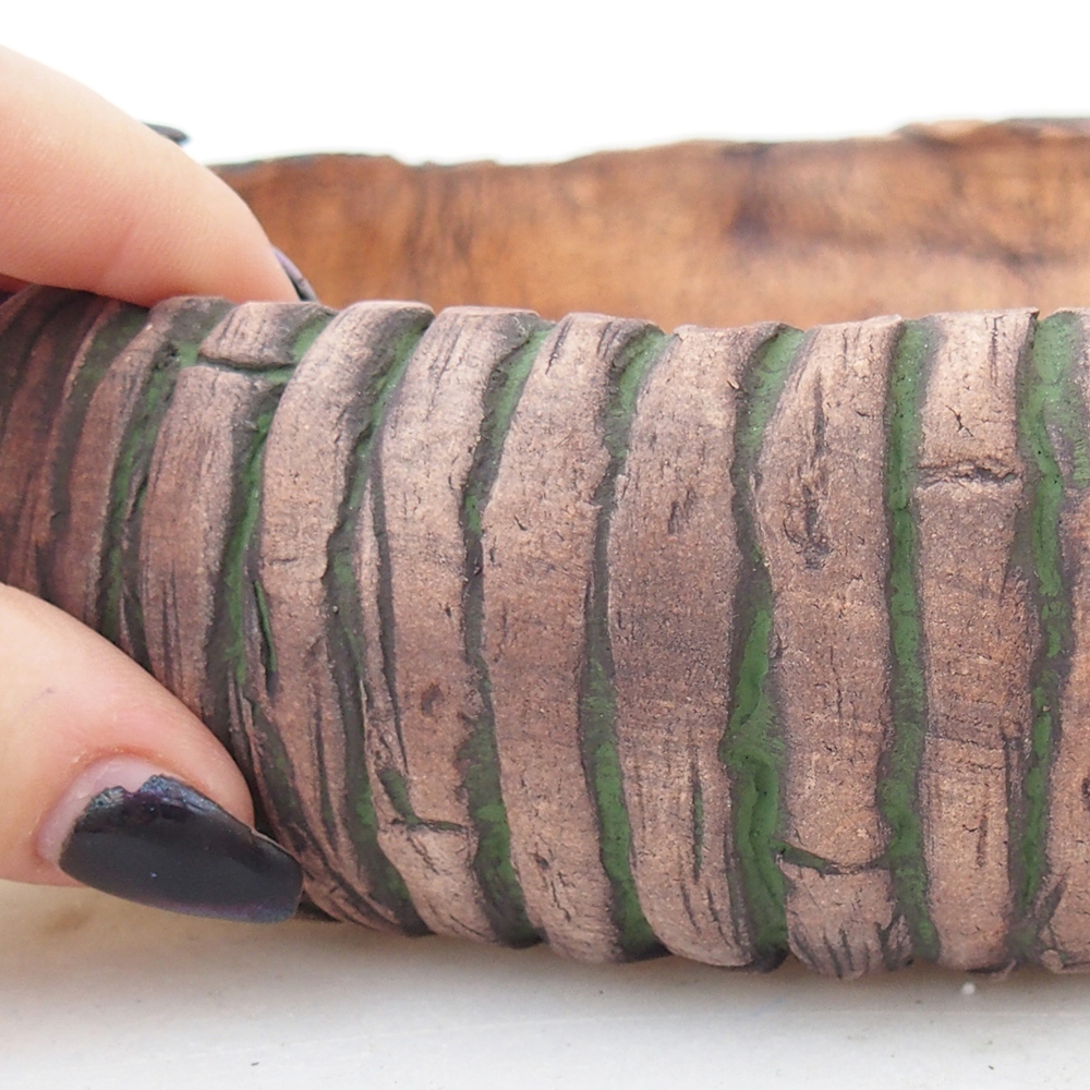 Ceramic bonsai bowl 20 x 20 x 5 cm, green