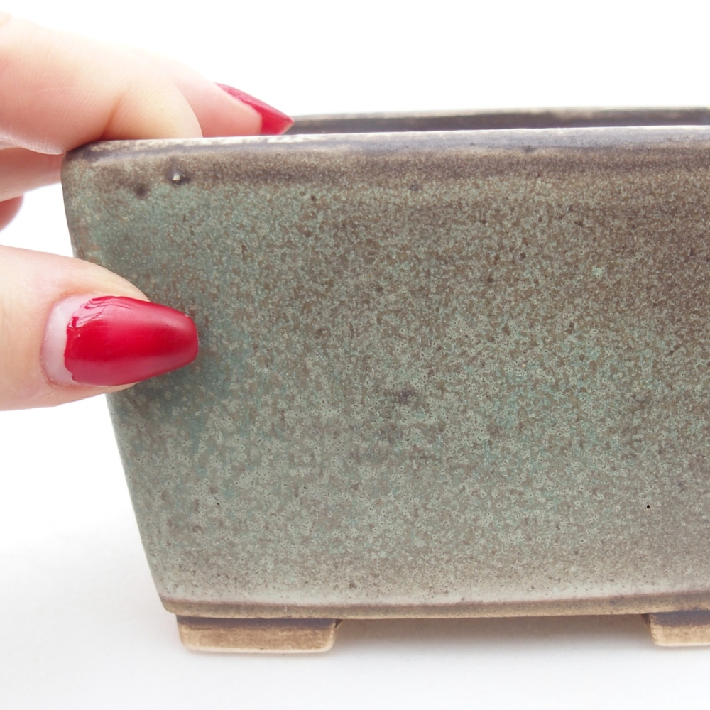 Ceramic bonsai bowl 11 x 11 x 7 cm, green