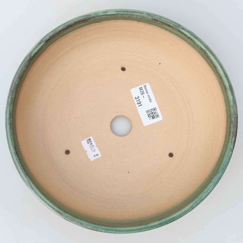 Ceramic bonsai pot, 19.5 x 19.5 x 5.5 cm, green