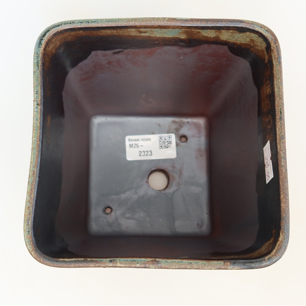 Ceramic bonsai bowl 14 x 14 x 15 cm, brown
