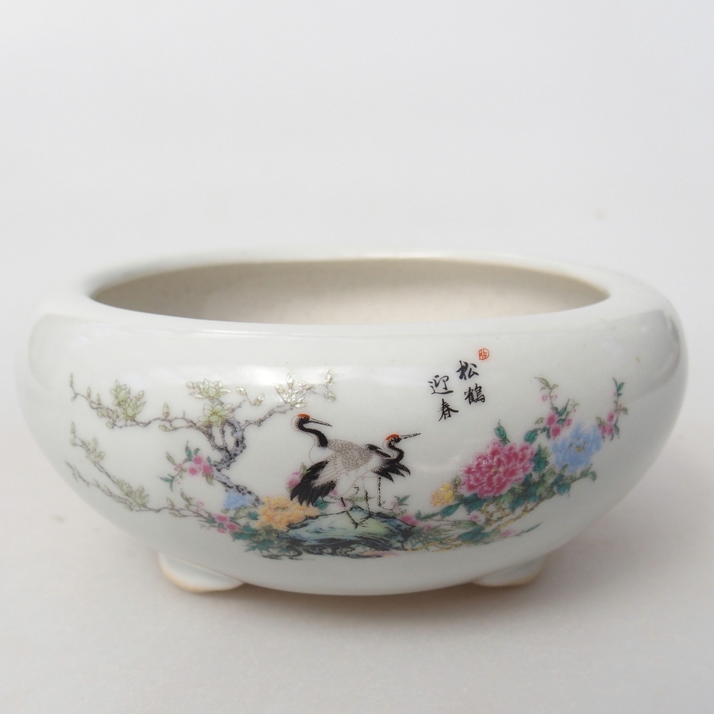 Ceramic bonsai bowl 10 x 10 x 5 cm, colour white