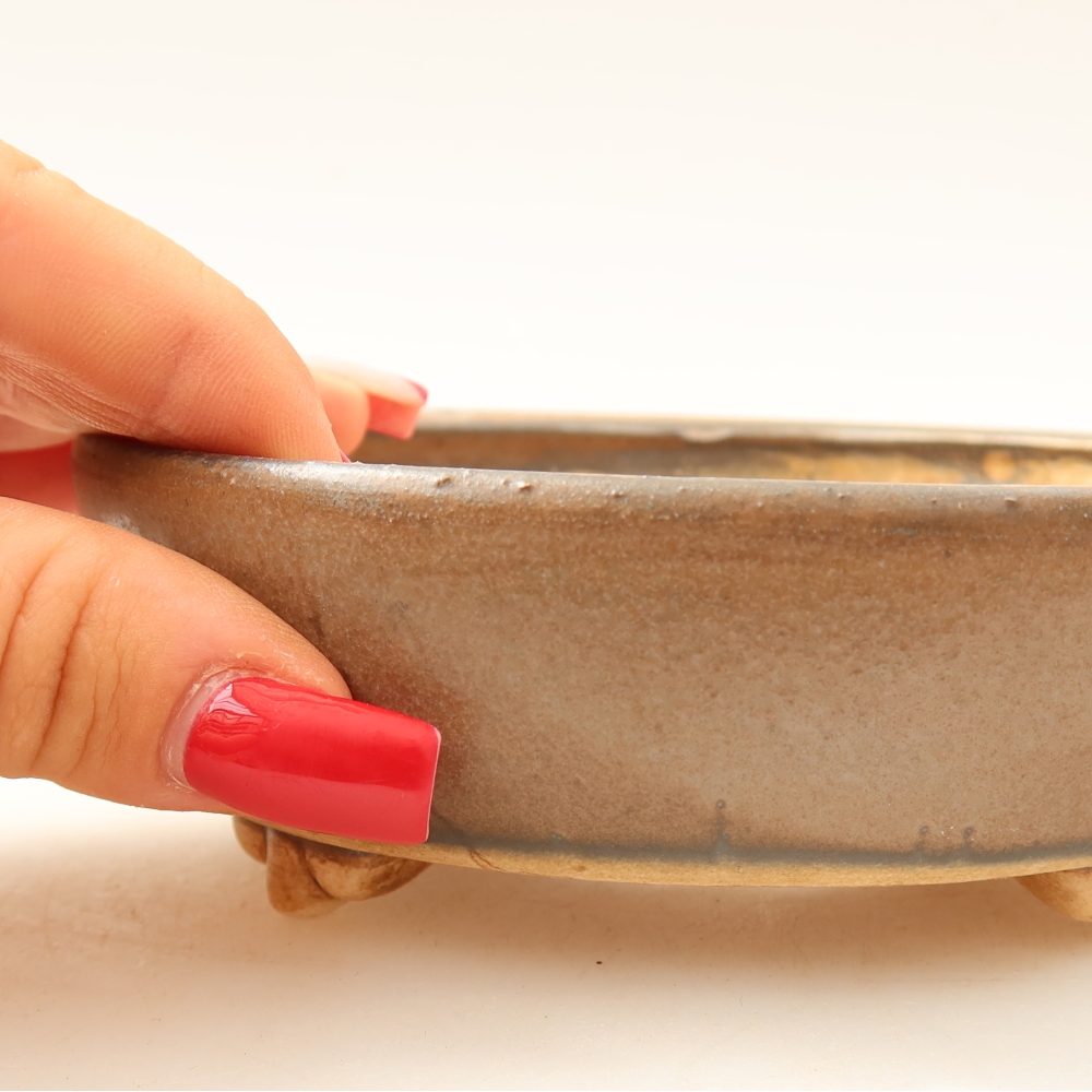 Ceramic bonsai bowl 12 x 10,5 x 4 cm, brown