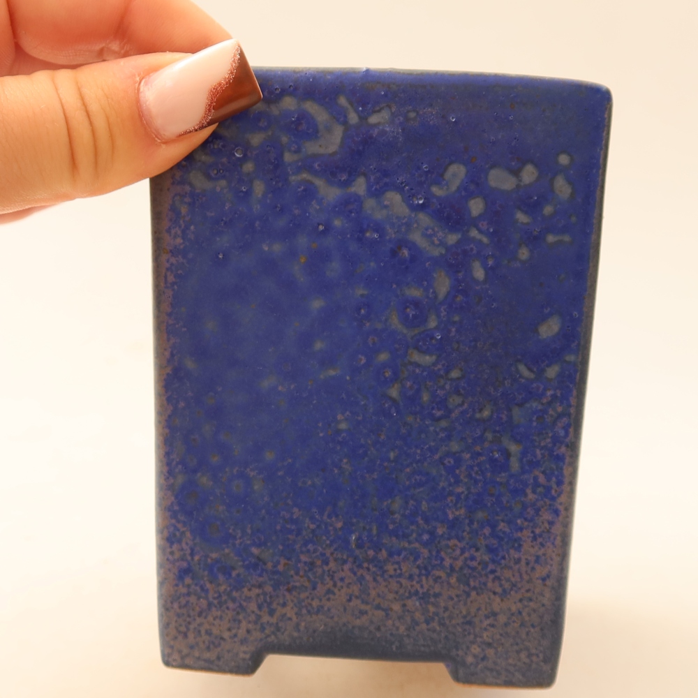 Ceramic bonsai pot, 7.5 x 7.5 x 10 cm, blue