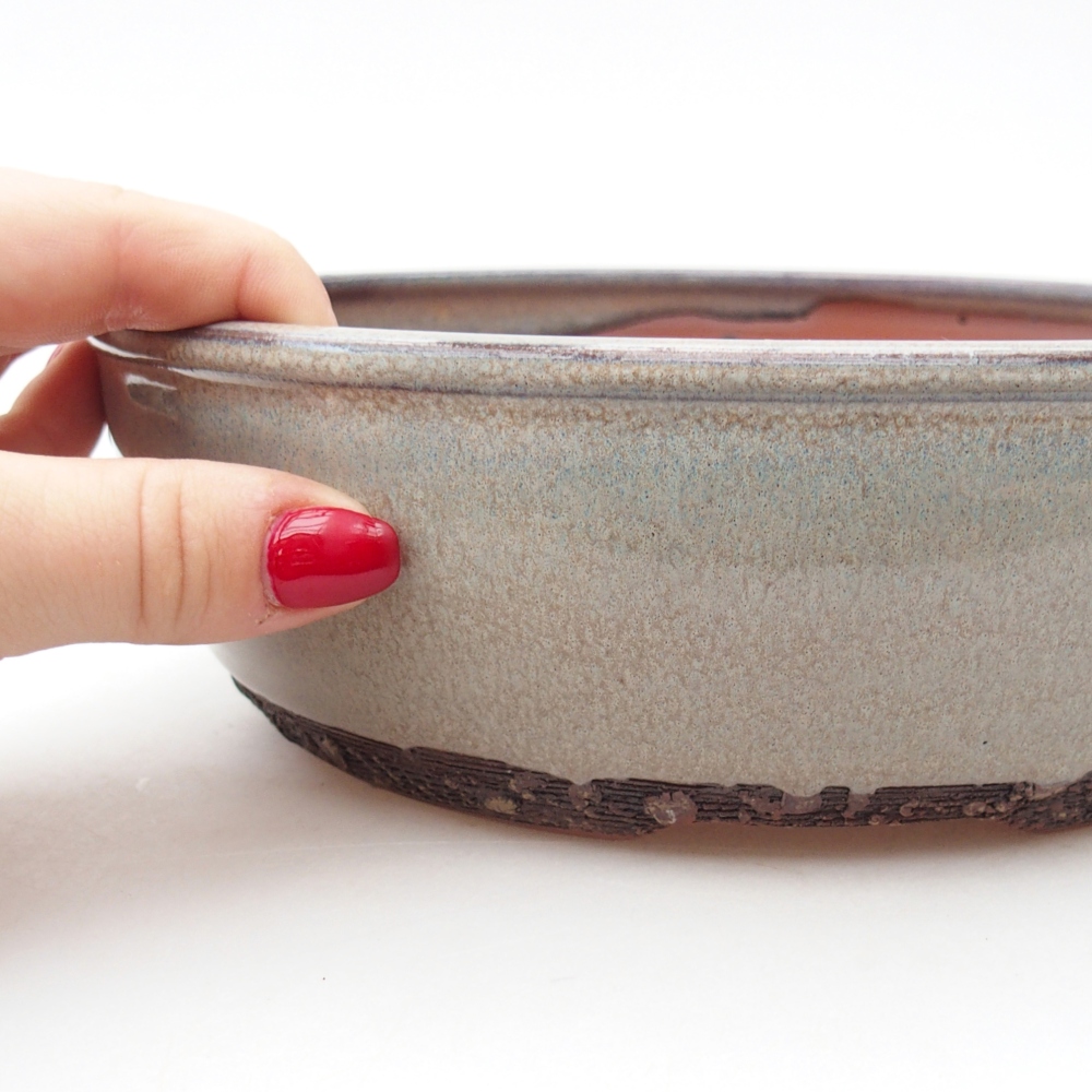 Ceramic bonsai bowl 20,5 x 20,5 x 7,5 cm, colour blue