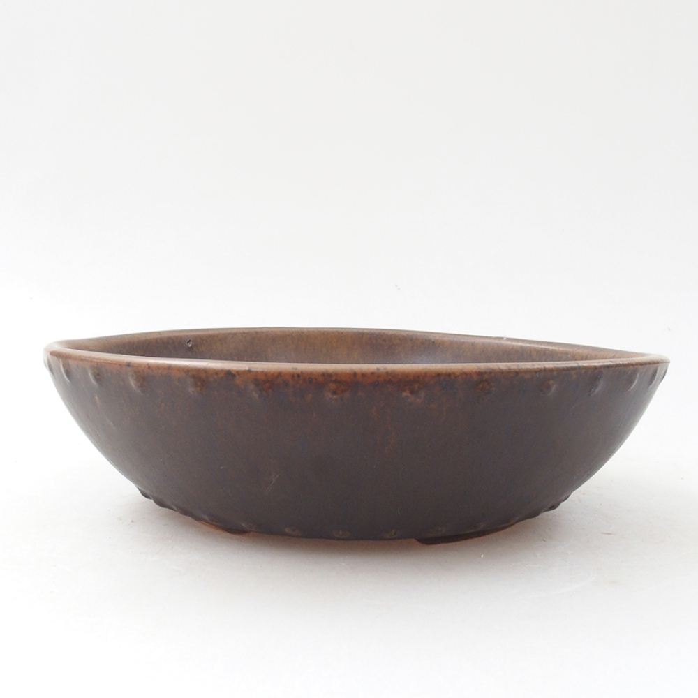 Ceramic bonsai bowl 17,5 x 17,5 x 5 cm, color brown