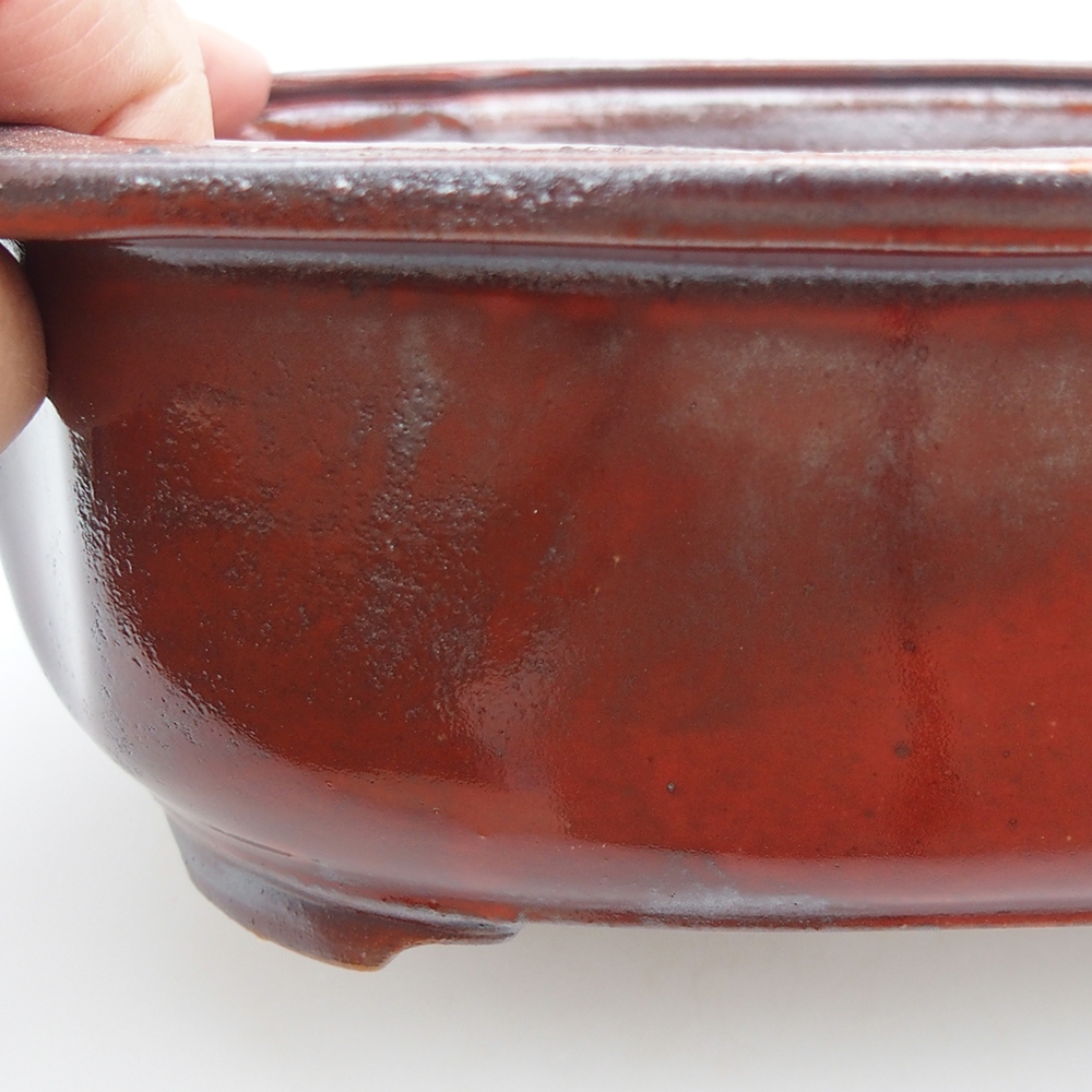 Ceramic bonsai bowl 22 x 16,5 x 7 cm, colour red
