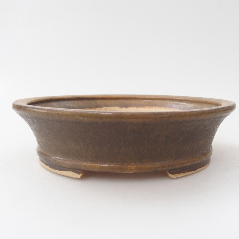 Ceramic bonsai bowl 17,5 x 16 x 4,5 cm, brown