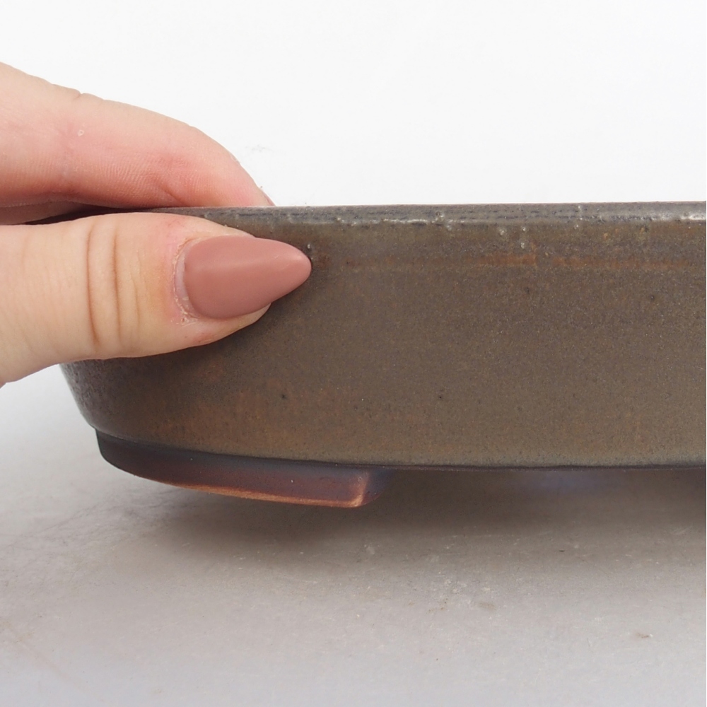 Ceramic bonsai bowl 22,5 x 20 x 4,5 cm, brown