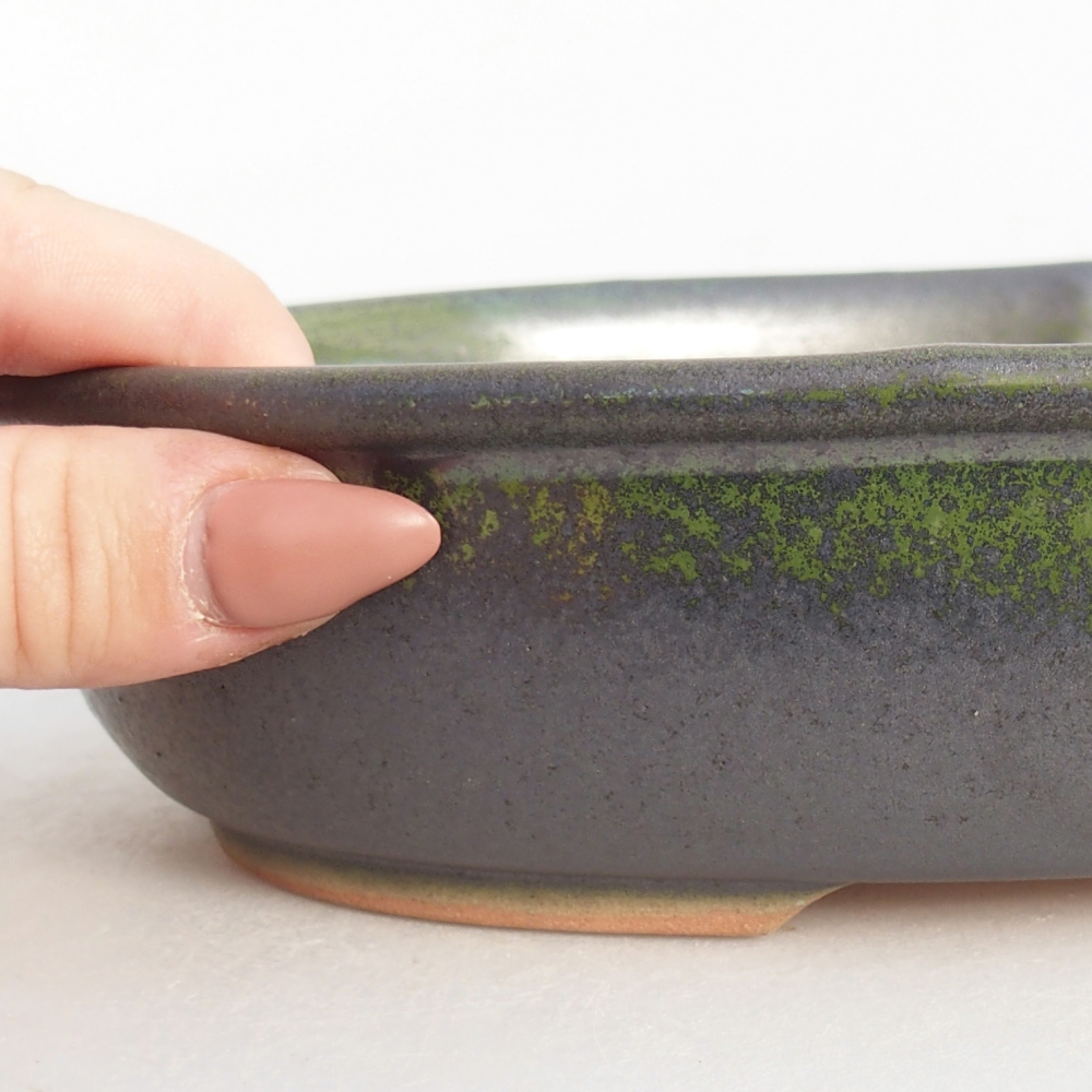 Ceramic bonsai bowl 22 x 17 x 5 cm, green