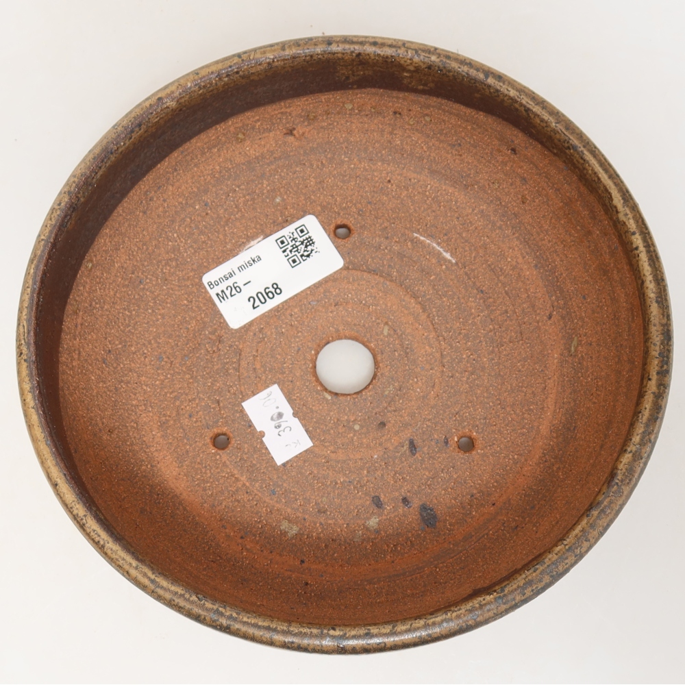 Ceramic bonsai pot, 17 x 17 x 5.5 cm, brown