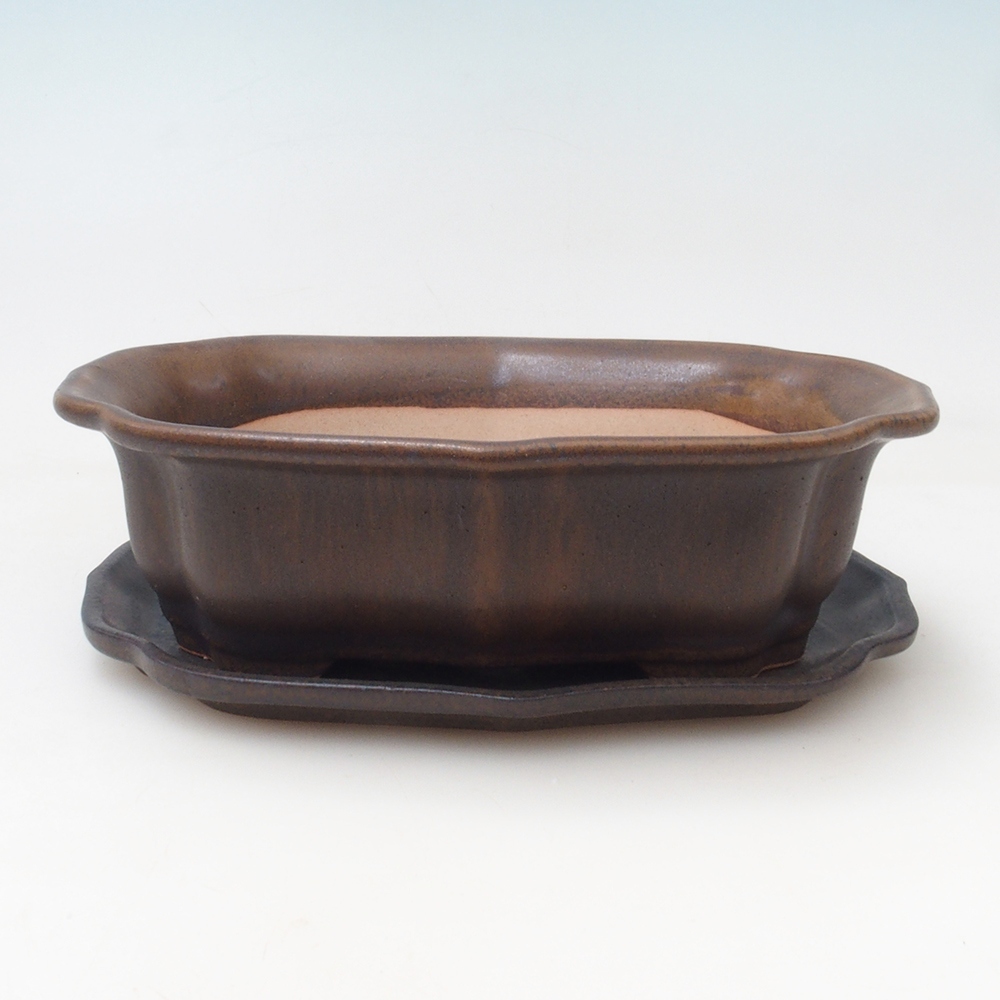 Bonsai bowl + saucer H01 - 12x9x5 cm