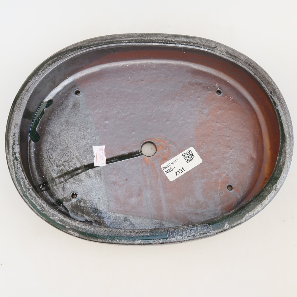 Ceramic bonsai bowl 27 x 21 x 5,5 cm, green