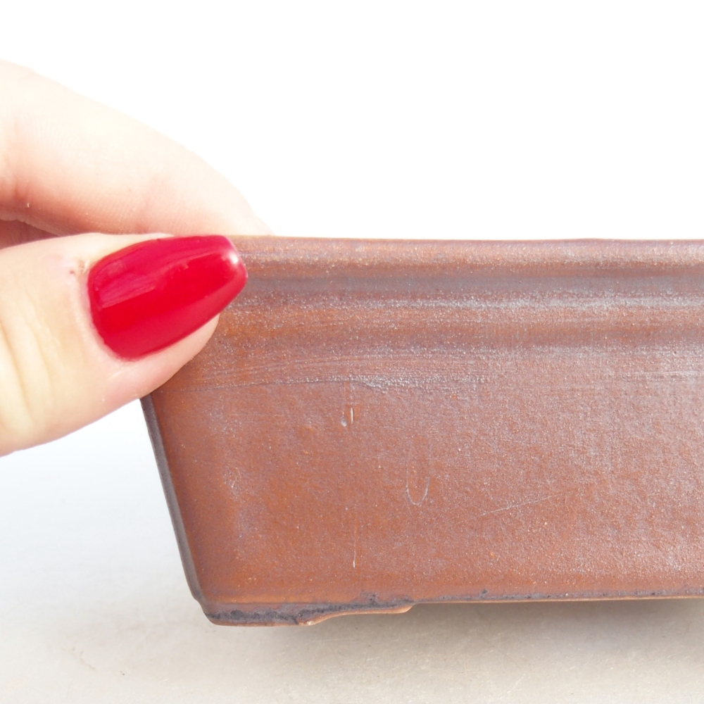 Ceramic bonsai bowl 11,5 x 8,5 x 4,5 cm, metal colour