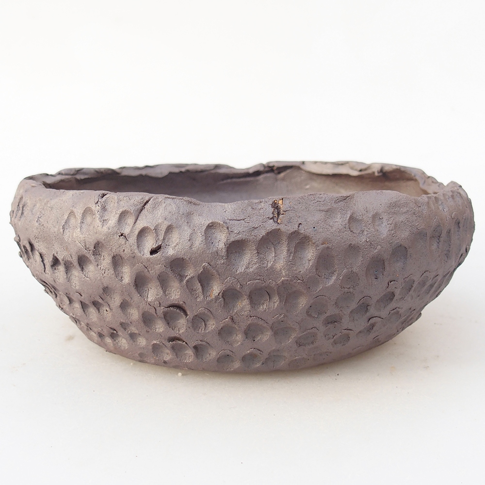 Ceramic bonsai bowl 17 x 17 x 6,5 cm, metal colour