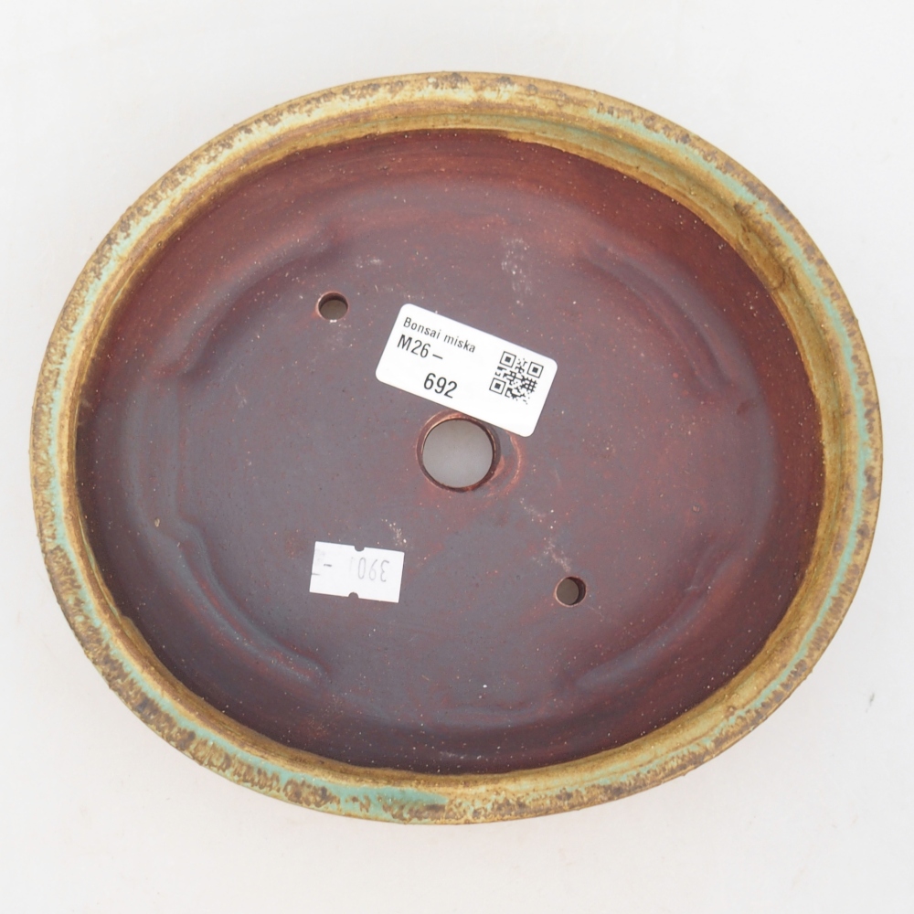 Ceramic bonsai bowl 18,5 x 16,5 x 4,5 cm, green