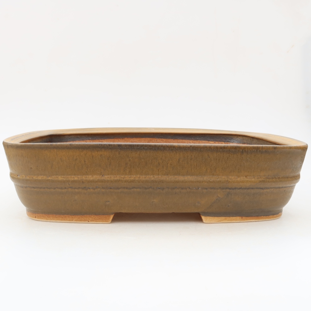 Ceramic bonsai pot, 30 x 24.5 x 7.5 cm, brown