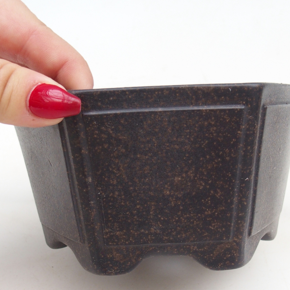 Ceramic bonsai bowl 13 x 12 x 7 cm, colour brownish ochre