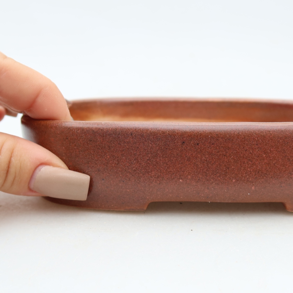 Ceramic bonsai pot, 16 x 11 x 3.5 cm, burgundy