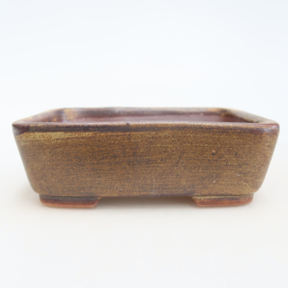 Ceramic bonsai pot, 12.5 x 9.5 x 4 cm, brown
