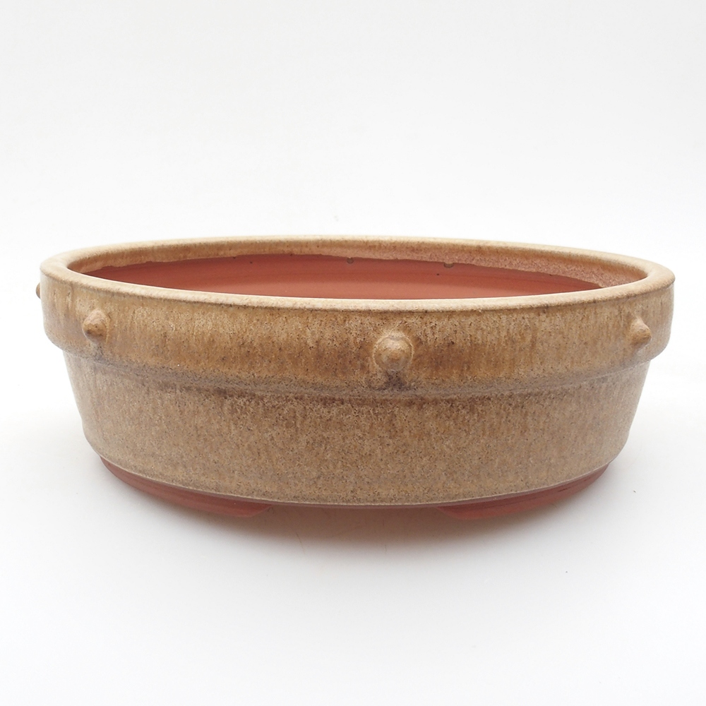 Ceramic bonsai bowl 18 x 18 x 5,5 cm, brown beige