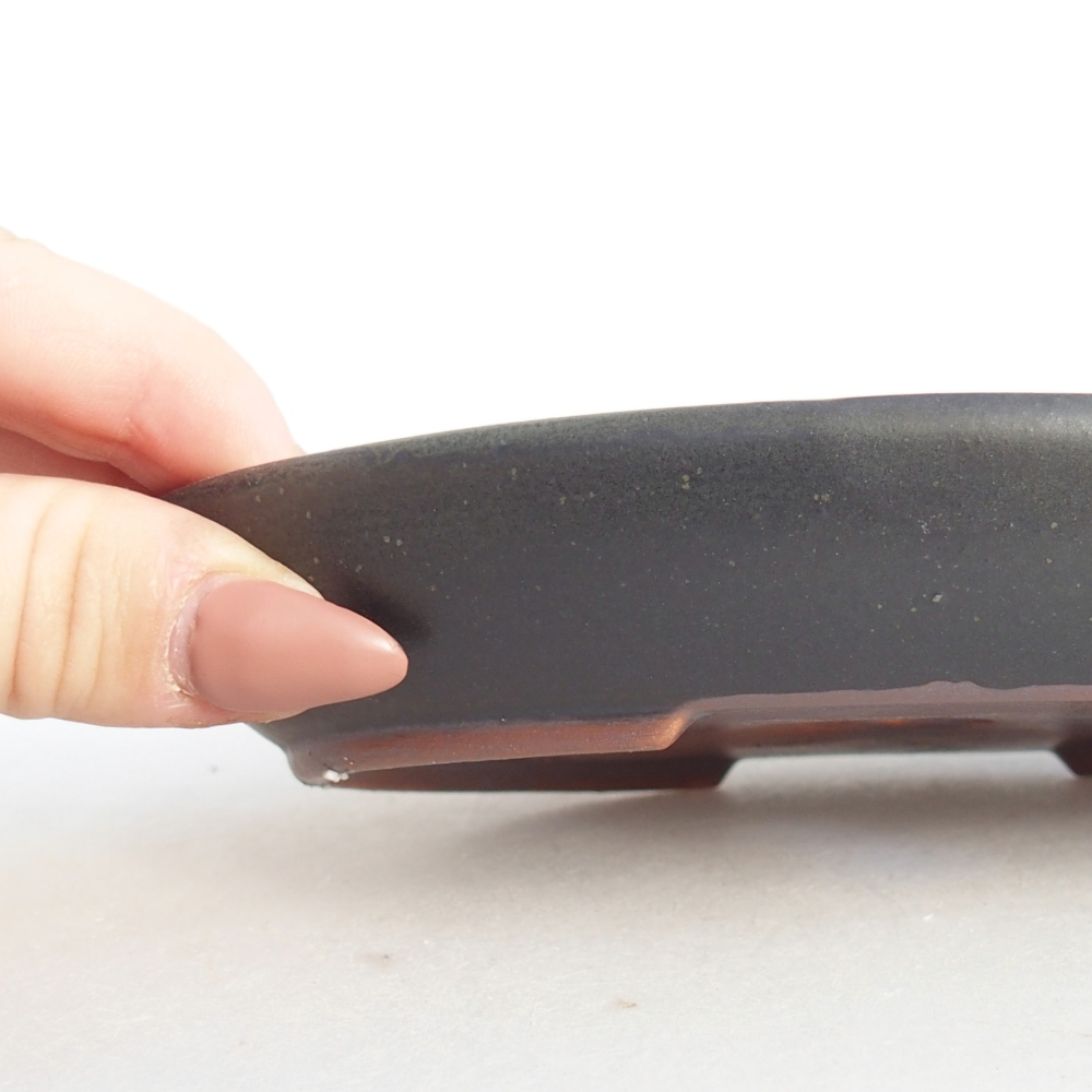 Ceramic bonsai bowl 15,5 x 11 x 2,5 cm, grey