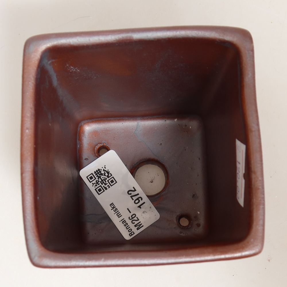 Ceramic bonsai pot, 8 x 8 x 10 cm, metallic color