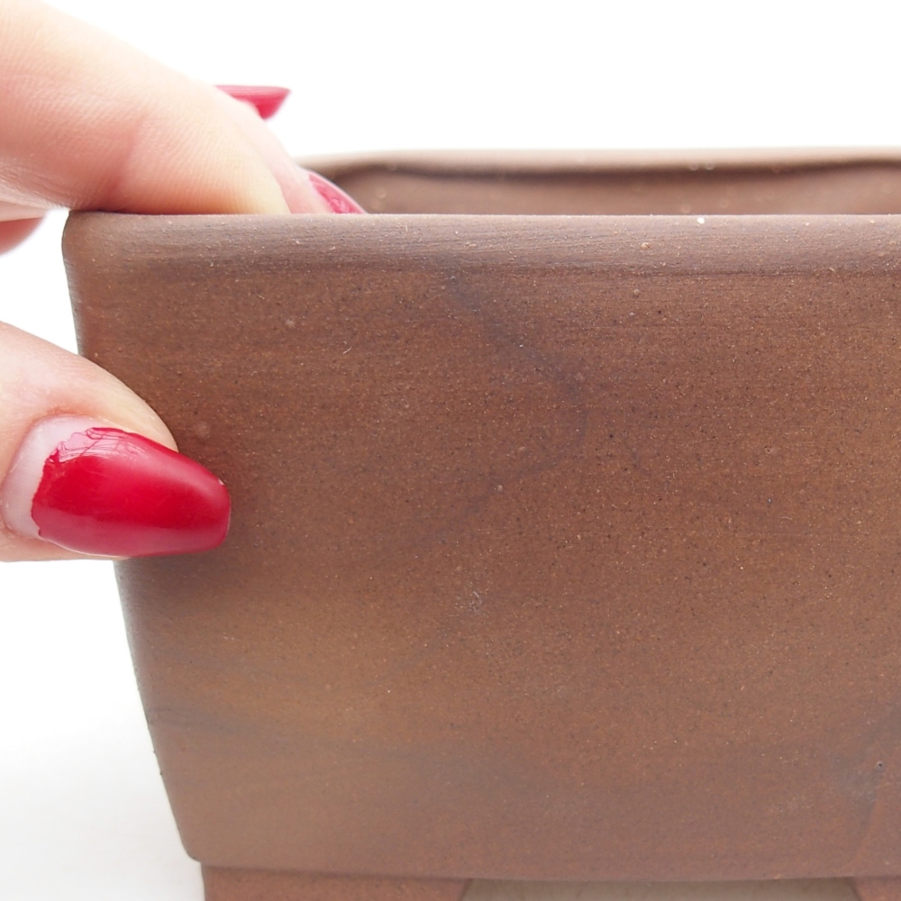 Ceramic bonsai bowl 11 x 11 x 7 cm, brown