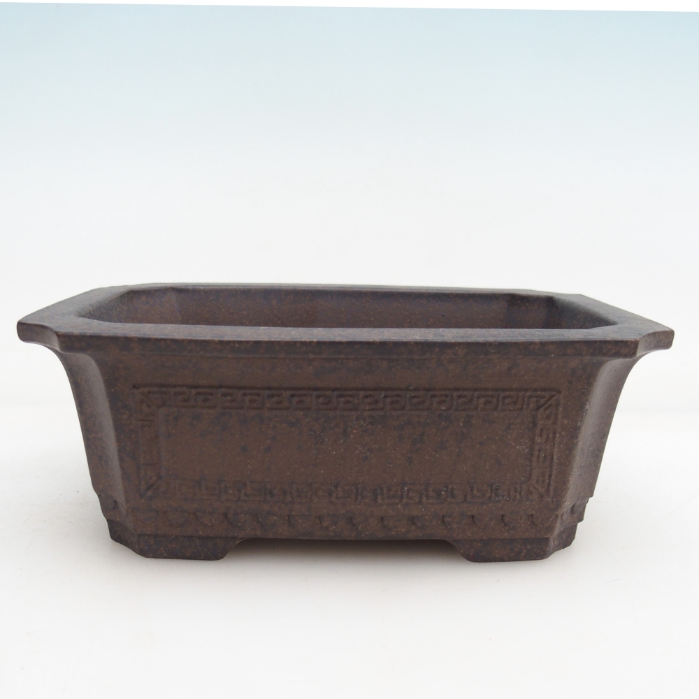 Ceramic bonsai bowl 15,5 x 10,5 x 6 cm, brownish ochre