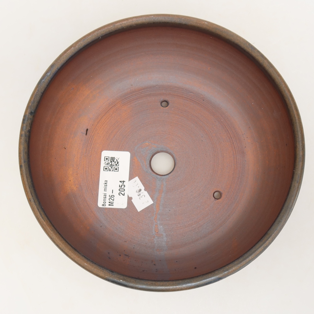 Ceramic bonsai pot, 17 x 17 x 5.5 cm, brown