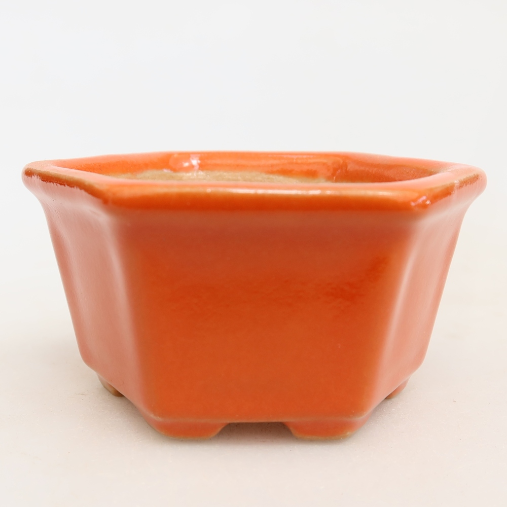 Ceramic bonsai pot, 7.5 x 7 x 4 cm, orange