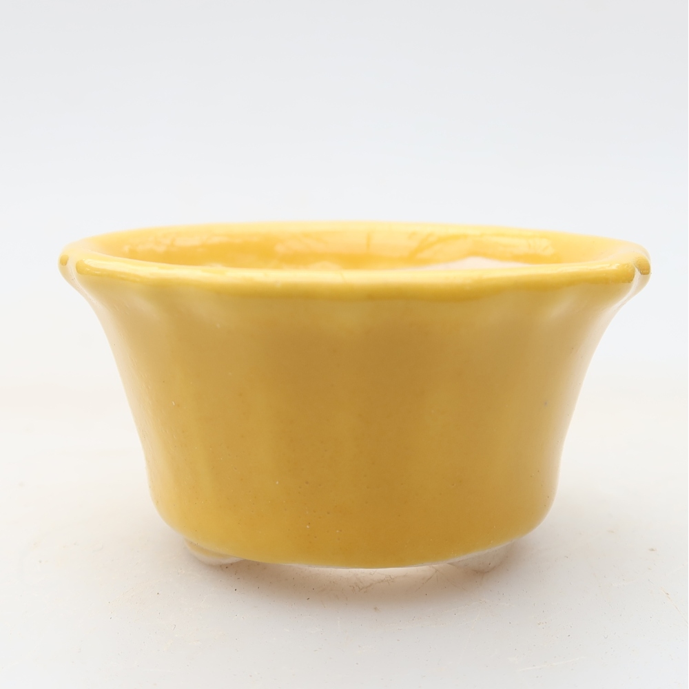 Ceramic bonsai pot, 5.5 x 5.5 x 3 cm, yellow
