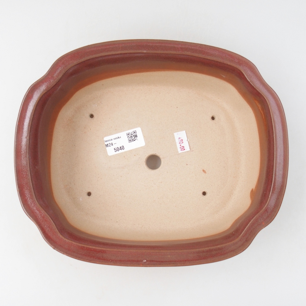 Ceramic bonsai bowl 24,5 x 21 x 7 cm, color burgundy