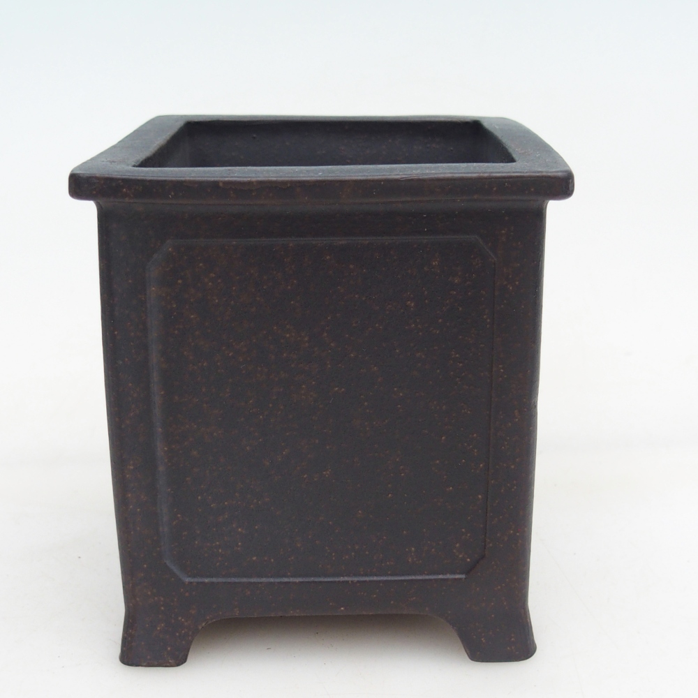 Ceramic bonsai bowl 9,5 x 9,5 x 10 cm, brownish ochre