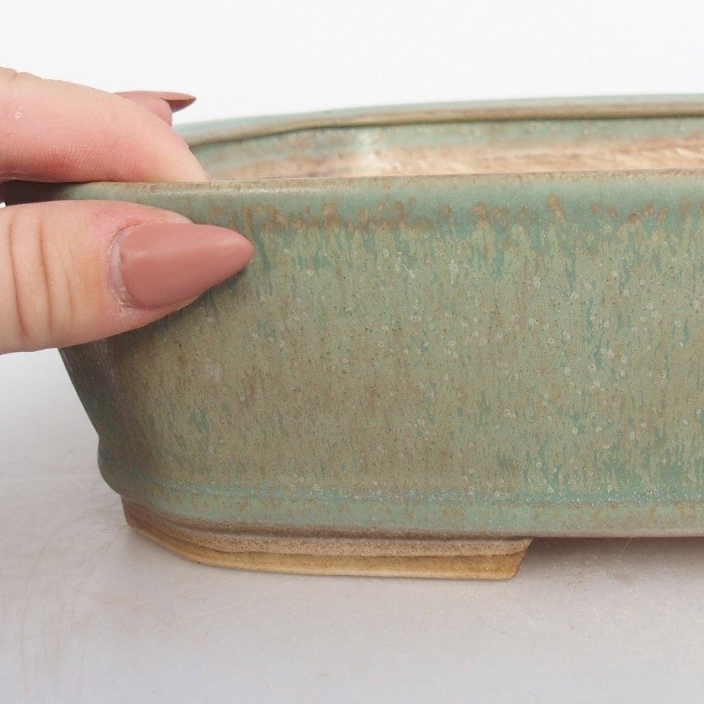 Ceramic bonsai bowl 25 x 21,5 x 6,5 cm, green