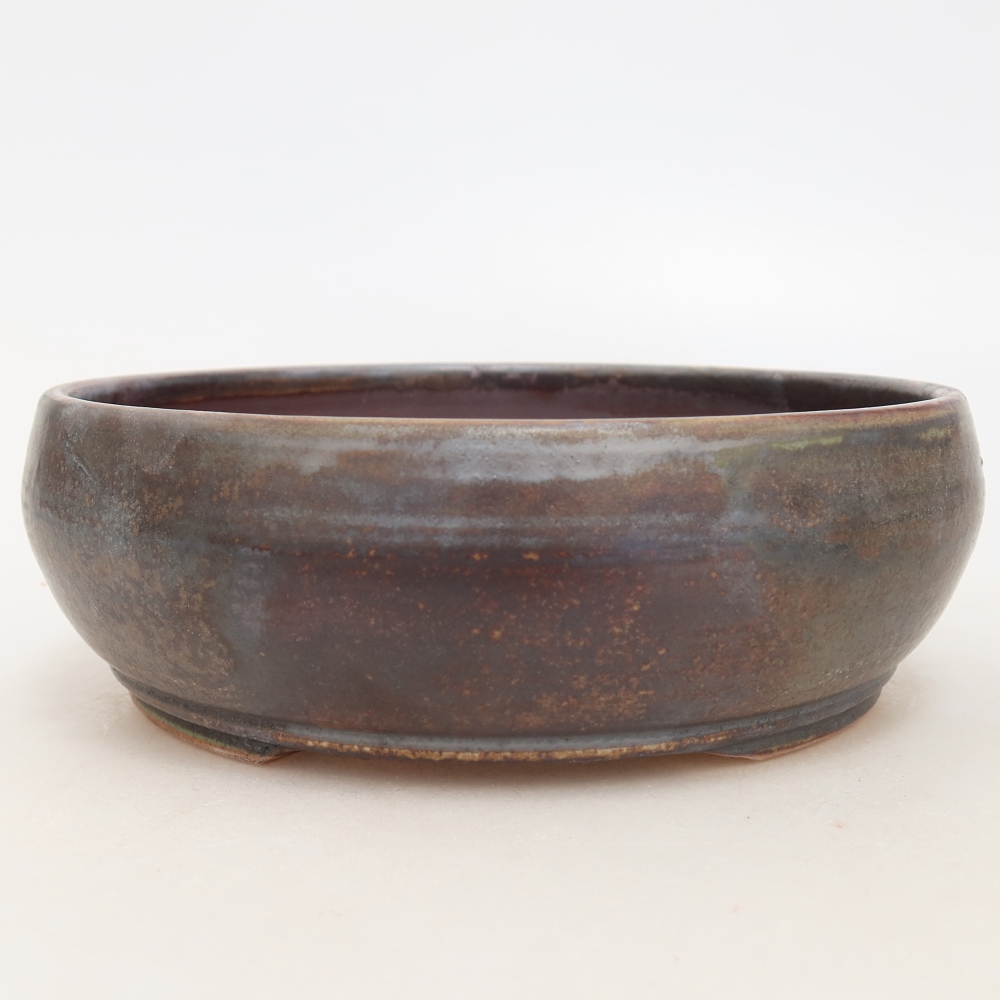 Ceramic bonsai pot, 17 x 17 x 5.5 cm, brown