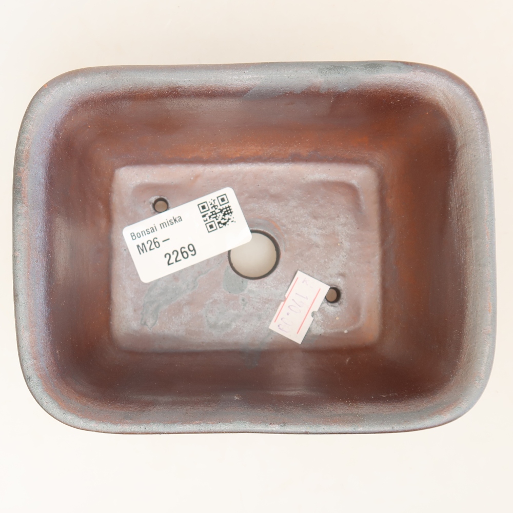 Ceramic bonsai bowl 13,5 x 10,5 x 6 cm, metal colour