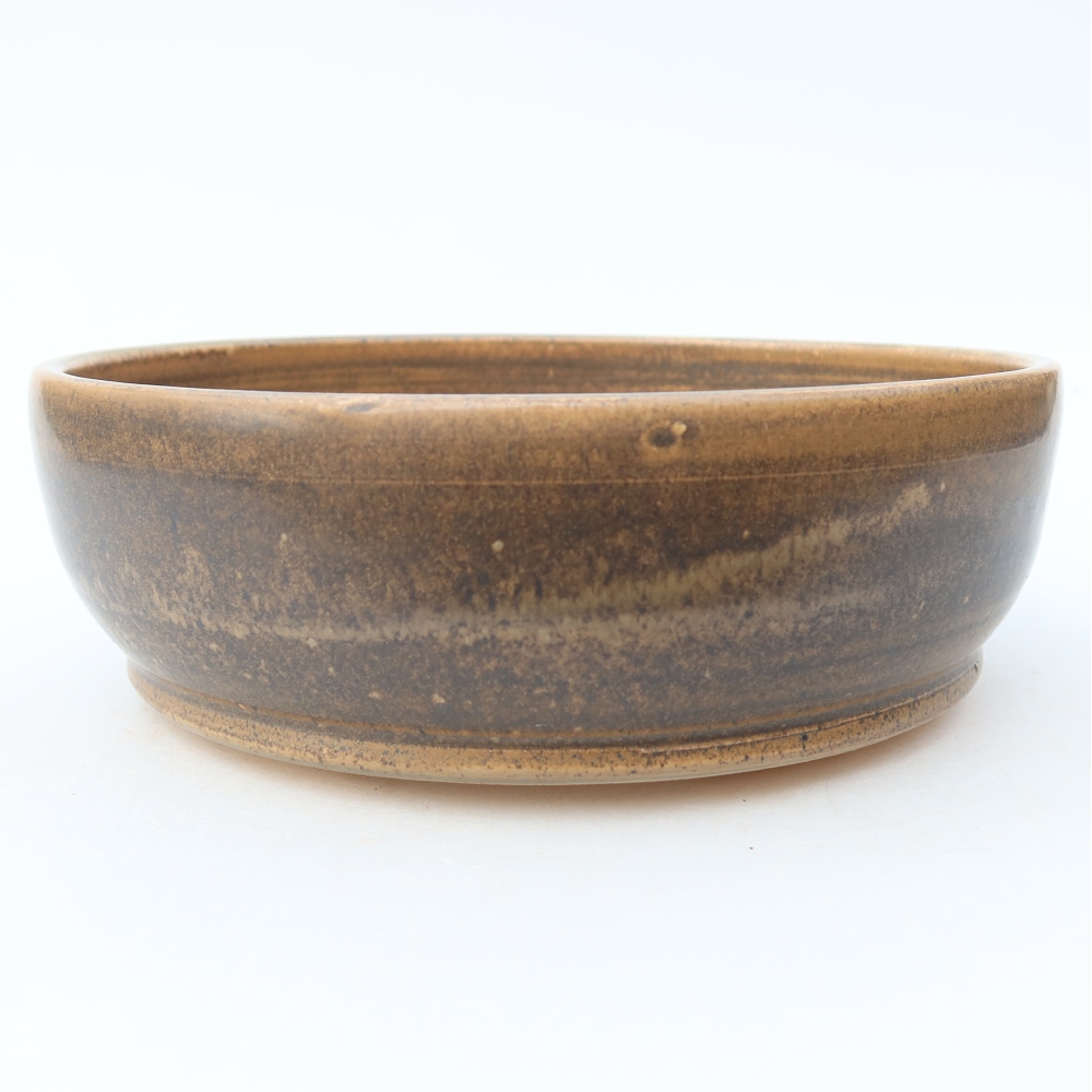 Ceramic bonsai pot, 18 x 18 x 6 cm, brown