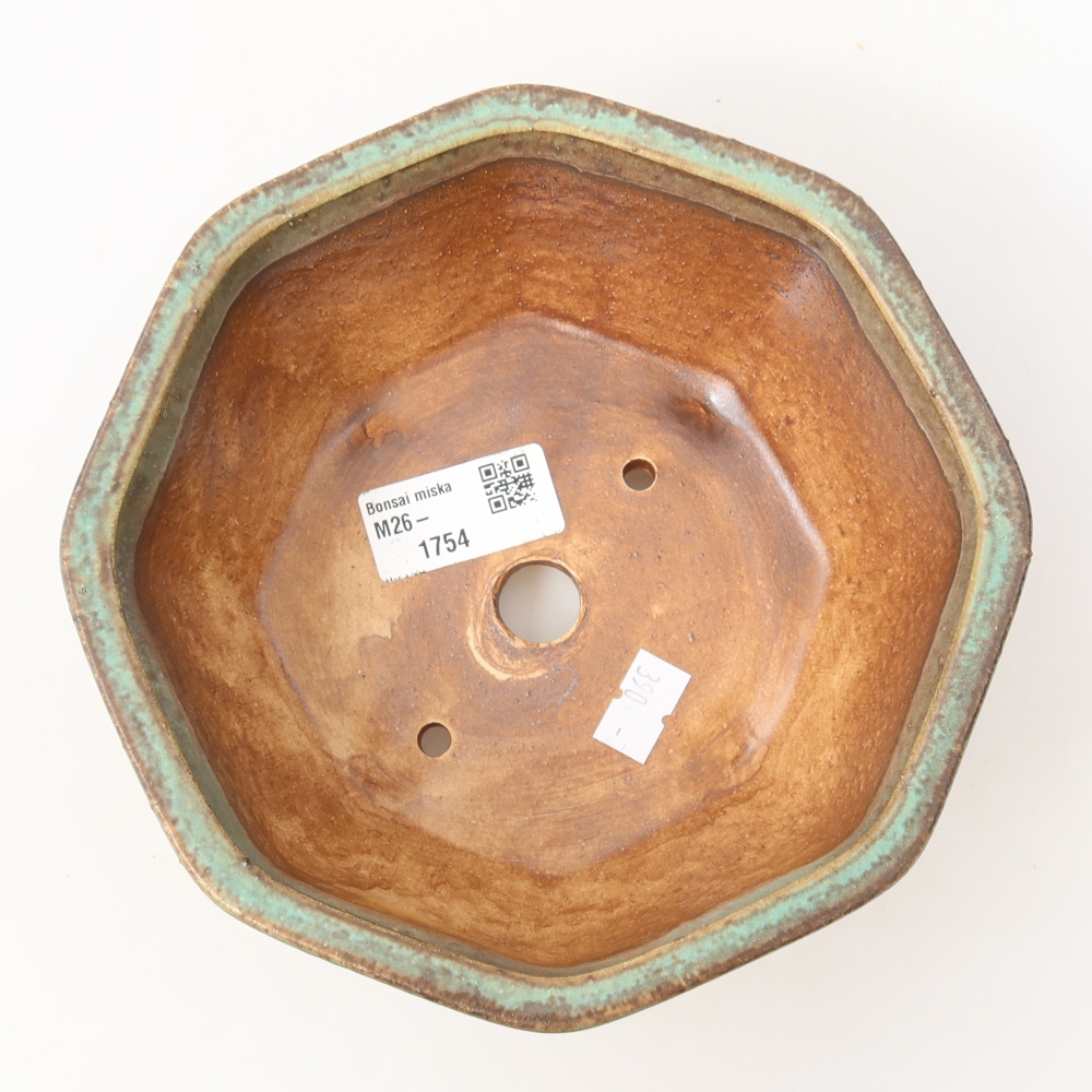 Ceramic bonsai pot, 17 x 16 x 6.5 cm, green