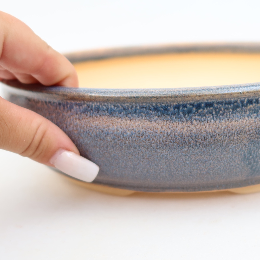 Ceramic bonsai pot, 25 x 25 x 6 cm, blue